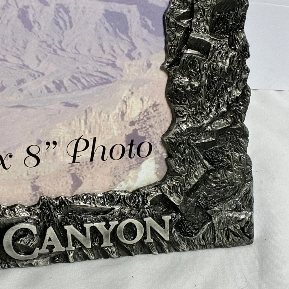 Vtg Grand Canyon Photo Frame 8x10 Souvenir 3D Cast Pewter Rustic Travel SouthWst